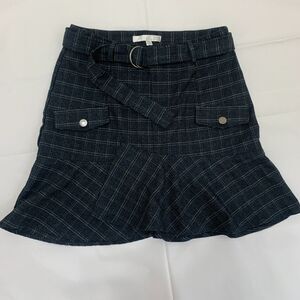 Y2K dark gray plaid mini skirt with belt size M